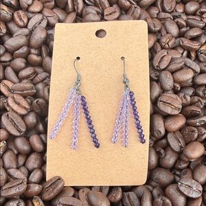Handmade Purple and Lilac Beaded Dangle Earrings - Women Jewelry